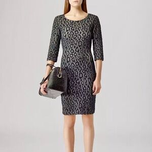 Reiss Animal Print Dress in Navy and Gold 🐆